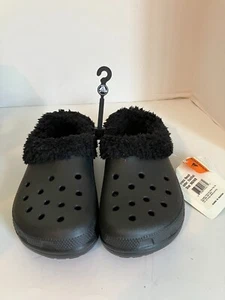 Neu Crocs klassische Slipper Sandalen Fell gefüttert Clog Erwachsene schwarz M6/W8 - Bild 1 von 8