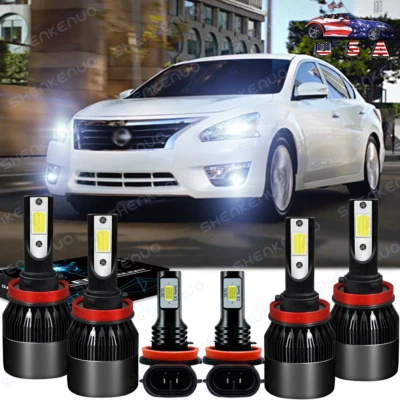 For 2007-2018 Nissan Altima Led Headlight Hi/Lo+Fog light bulbs Kit 6000K White - Image 1 of 4
