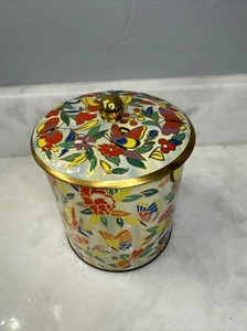 Bote de té floral de mariposa vintage diseñado por Daher hecho en Inglaterra - Imagen 1 de 8