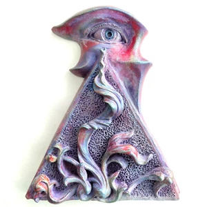 Pyramid Eye Sculpture, Original Wall Art, Durable Cast Stone, Handmade - Picture 1 of 16