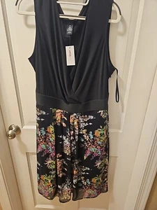 Lane Bryant Damen Übergröße 20 knielanges Sommerkleid floral bedruckt gefüttert - Bild 1 von 4