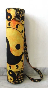 Yellow Yin Yang Yoga Mat Carrier Bag Large Mandala Yoga Bag With Shoulder Strap - Picture 1 of 6