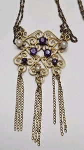 Vintage Winard 12k Gold Filled Art Nouveau Necklace Fillagree Victorian 8 Grams - Picture 1 of 15