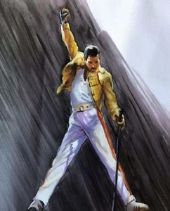 Pintura al óleo sobre lienzo Freddie Mercury 20x14 in. Marco disponible. Bohemia Queen - Imagen 1 de 4