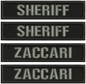 ZACCARI & SHERIFF EMBROIDERY PATCH 5x1 hook on back GRAY ON BLACK - Picture 1 of 2