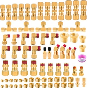 85 piezas accesorios de línea de freno de aire DOT, 1/4" 1/8" 3/8" 1/2" latón DOT aire de compresión - Imagen 1 de 6