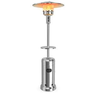 48,000 BTU Outdoor Standing Patio Heater Propane LP Gas Steel W/ Shelf & Wheels - Picture 1 of 15