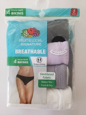 Paquete de 4 bragas de bikini Fruit of the Loom transpirables de micro malla (lila) Foto 1 de 3