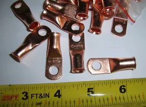 (8) Wire Ring Terminal Copper 4 AWG Gauge 1/4" Connectors Car Audio Terminals - Picture 1 of 1