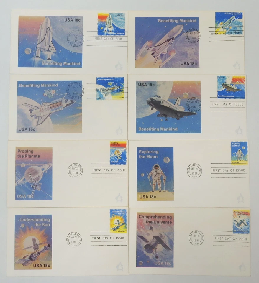 USPS FDC Andrew Cachet Set of 8  #1912-19 1981 18¢ Space Achievement ST3171 - Image 1 of 4