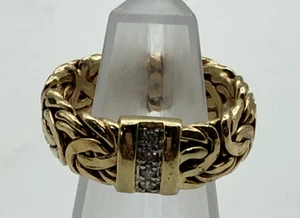 ANELLO BIZANTINO VINTAGE 14KT AK DIAMANTE MISURA 8 3,4 GRAMMI - Foto 1 di 10