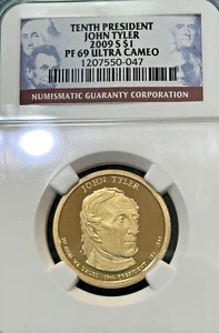 2009 S John Tyler 10th President Dollar NGC PF 69 Ultra Cameo - Picture 1 of 2