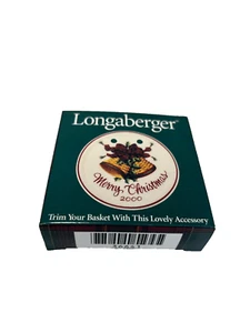 2000 Campane Longaberger Buon Natale Ceramica Tonda Cravatta #36641 Vintage - Foto 1 di 5