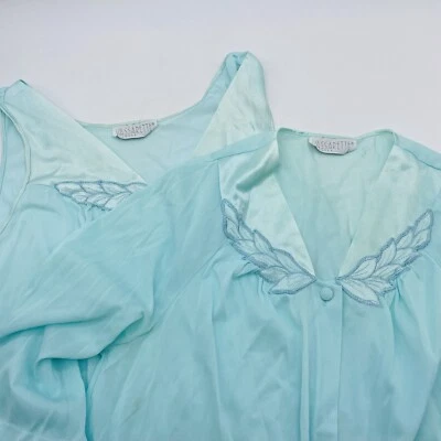 Vintage Vassarette Nightgown Blue Teal Button Up Sleepwear Nightie set Small - Image 1 of 4
