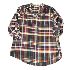 Blusa Philosophy a Cuadros Ligera Cuello en V Manga Larga Mangas con Pestañas para Mujer Grande - Imagen 1 de 10