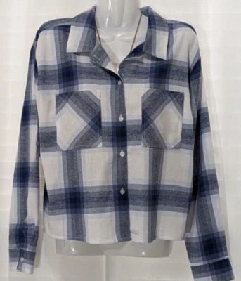 MARC NEW YORK Jeans Women's Junior Blouse Striped Size Medium White / Blue NWT - Image 1 of 4