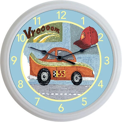Race Car NASCAR Racing Vroom Clock Child Transportation Boy's Bedroom New 10" - Image 1 of 2