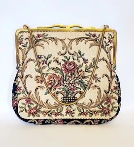 Mantessa Rose Tapestry Evening Bag Purse Handbag made W Germany Princess Style - Picture 1 of 6