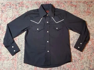 Plains Western Wear Black Western Shirt-Pearlized Snap-Youth S (About 4T) - Picture 1 of 13
