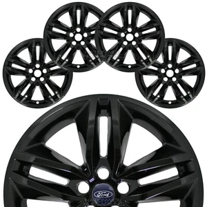 4 Black 2015-2018 Ford Edge SEL 18" Wheel Skins Hub Caps Rim Covers Simulators - Picture 1 of 11