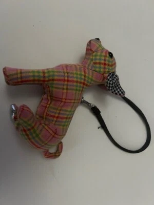 2010 Fuzzy Nation Plush Dog Coin Bag ~ Plaid Chihuahua worn - Image 1 of 3