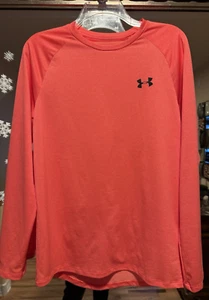 Women's Orange Under Armour heat gear Long Sleeve loose fit Pullover Shirt Small - Picture 1 of 3
