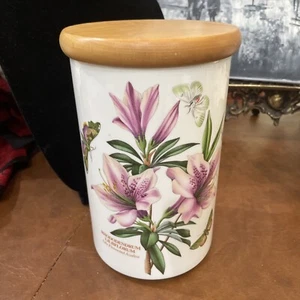 8" Portmeirion Botanischer Garten Lilie geblümt Azalee Kanister mit Deckel England - Bild 1 von 8