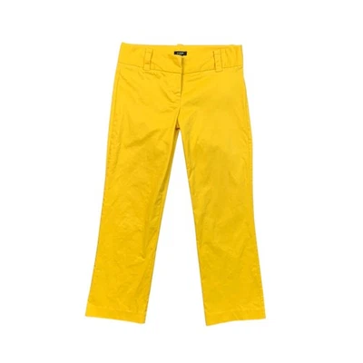 Pantalones chinos recortados J Crew para mujer 0 amarillos mezcla de algodón calce urbano bolsillos elásticos Foto 1 de 4