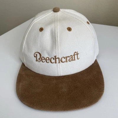 Vintage Beechcraft Aircraft Stitched Logo Ball Cap Tan/Cream Medium Preowned - Image 1 of 4