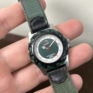 Vintage Freestyle Men’s Watch Quartz Silver Green Rotating Bezel - New Battery - Picture 1 of 7
