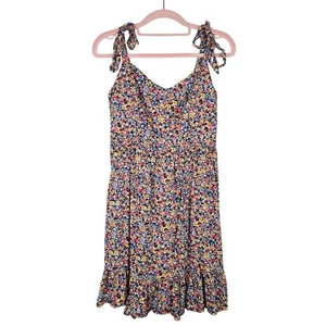 OLD NAVY Fit & Flare Cami Mini Dress NAVY BLUE PINK YELLOW Floral size M Smocked - Picture 1 of 7