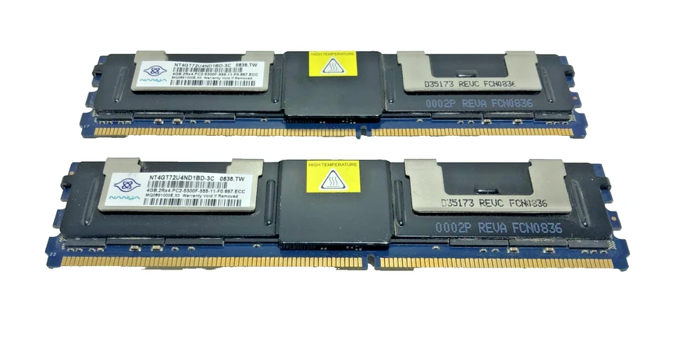 2x Nanya 4GB 1Rx8 PC2-5300F-555-11 ECC NT512T72U89A7BD-3C - Image 1 of 2