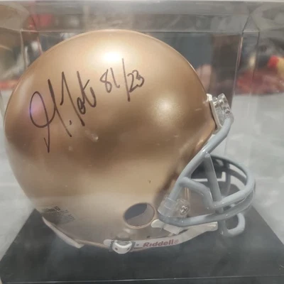 SIGNED GOLDEN TATE MINI NOTRE DAME HELMET WITH DISPLAY CASE - Image 1 of 3