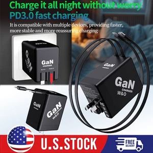 Chargeur Rapide GaN 120W - Double Câble de Charge Rétractable 31,5 Pouces/80cm - 1/2PCS - Photo 1 sur 12