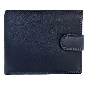 Portefeuille Homme Paul.hide Bouton Billets Monnaie Monnais Carte Cuir Bleu - Picture 1 of 3