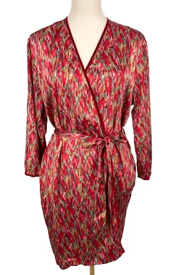 Oscar De La Renta Mujer Talla S Rosa Etiqueta Bata Manga 3/4 Multicolor Cuello en V Foto 1 de 4