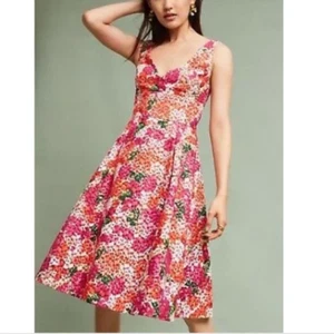 ANTHROPOLOGIE Monique Lhuillier Riona Embroidered Floral Dress Sz 2 - Picture 1 of 12