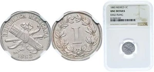 Mexico 1883 Mo 1 Centavo Coppernickel NGC UNC - Picture 1 of 1