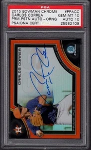 Carlos Correa Bowman 2015 cromo Prime naranja refractor automático/25 graduado PSA 10 - Imagen 1 de 2