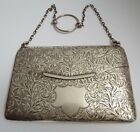 BEAUTIFUL DECORATIVE ENGLISH ANTIQUE 1913 STERLING SILVER CHATELAINE CARD CASE