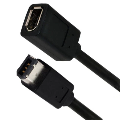 IEEE 1394 6Pin Female to 1394b 6 Pin Male Firewire 400 Cable Cord Adapter Plug - Image 1 of 3