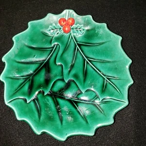 VTG LEFTON Ceramic Holly Berrries & Leaves Dish 6.5" Diameter Retro Holidaze - Imagen 1 de 7