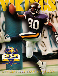 1995 Minnesota Vikings yearbook - coach Dennis Green, cover #80 Cris Carter