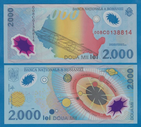 Romania 2000 Lei P 111 1999 UNC  Polymer note Cover