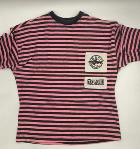 Vintage 90s Maui and Sons T-shirt Team Pink Black Stripes USA XL - Picture 1 of 6