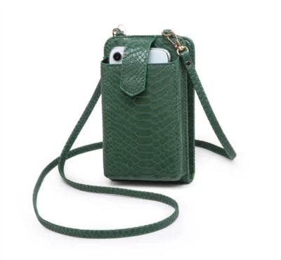 Embossed Crocodile Crossbody in-Built Wallet with Outside Cell Phone Pocket - Image 1 of 4