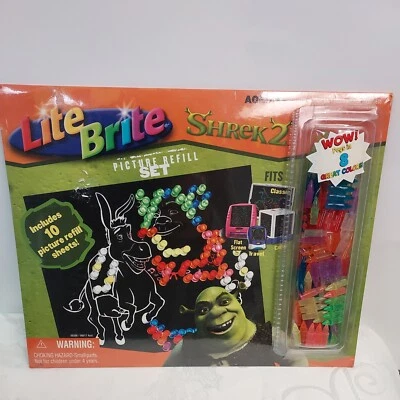 НОВЫЙ ЗАПЕЧАТАННЫЙ — набор колышков для заправки картин Lite Brite Shrek 2 - Изображение 1 из 4