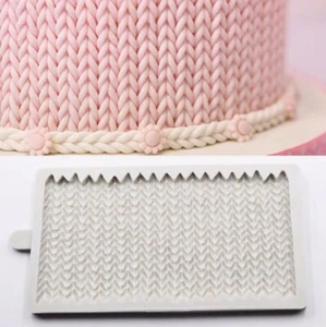 3D Knitting Texture Silicone Fondant Chocolate Sugarcraft Mould A DIY Clay Resin - Picture 1 of 3
