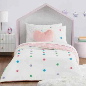 BEDDING SET TWIN XL BEDDING WHITE COMFORTER SHEETS 6 PIECE FOR GIRLS CUTE NEW ~ - Picture 1 of 8