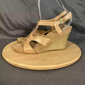 Aerosoles Fabuplush Wedge Sandals Womens 9/40 Brown Casual Strappy Slingback - Picture 1 of 9